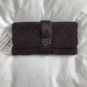 NWT!  Burgundy Beaded Clutch Purse